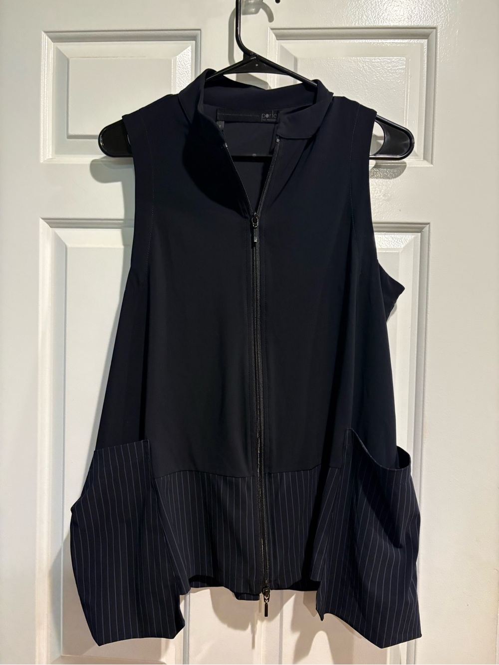 Porto San Francisco sleeveless zip-front tunic vest sz 1 or M black largenlook